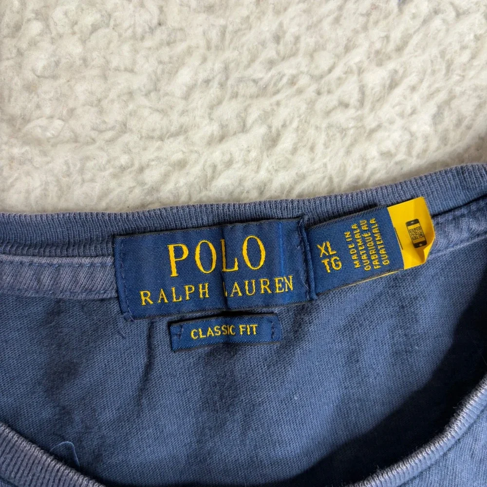 Polo Ralph Lauren Mens XL Navy Distressed Red Block Logo T-Shirt Classic Fit